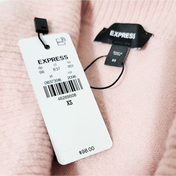 Blush Pink Off the Shoulder Oversized Sweater XS - Picture 10 of 10